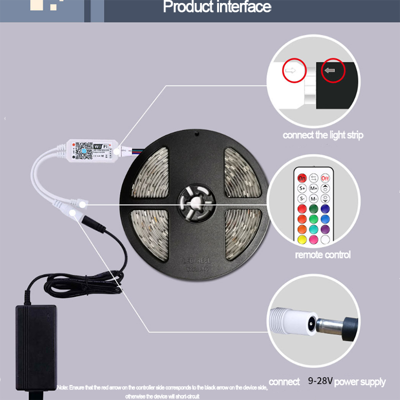 RGBWW Color Change LED Tape Light Kit 16.4ft/5m - WiFi Controller